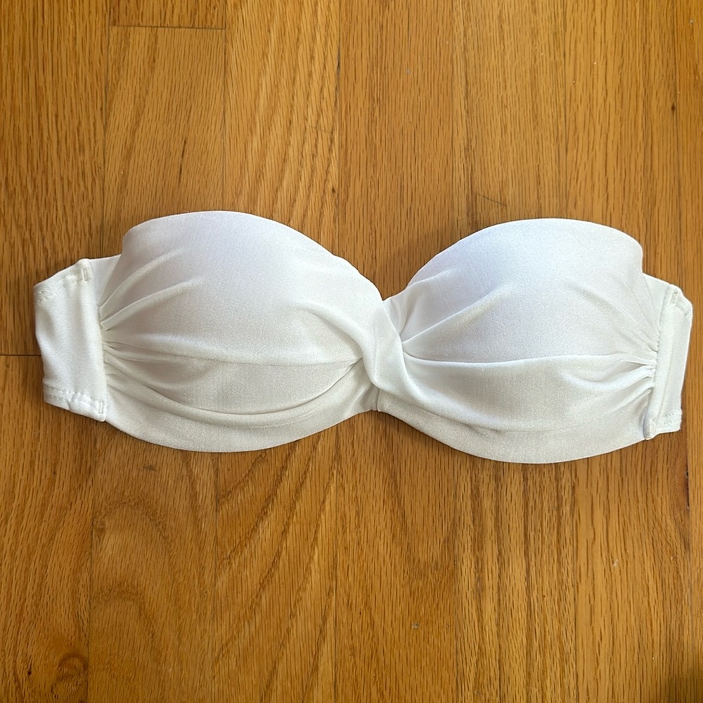Luli Fama White Bandeau Padded Bikini Top